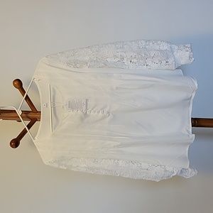 White Blouse with Lace Sleeves